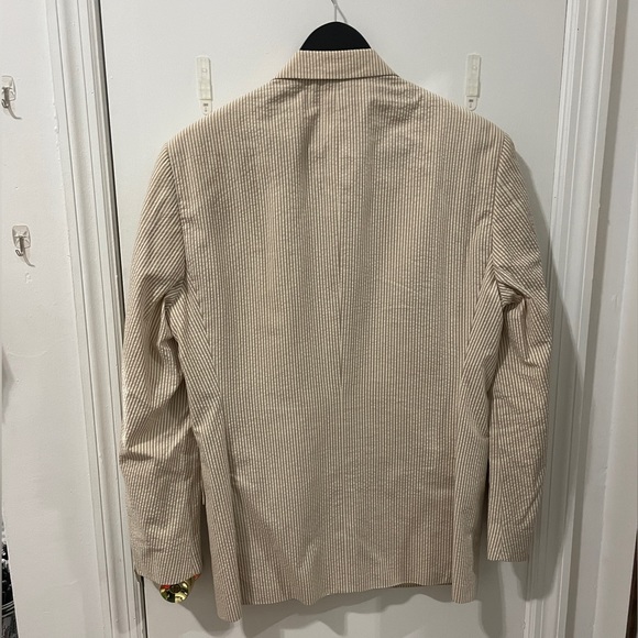 Vintage POLO by Ralph Lauren Tan Seersucker 2-Pc Suit Size 38R. Made in Italy. - Picture 5 of 14